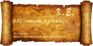 Körmendy Etelka névjegykártya